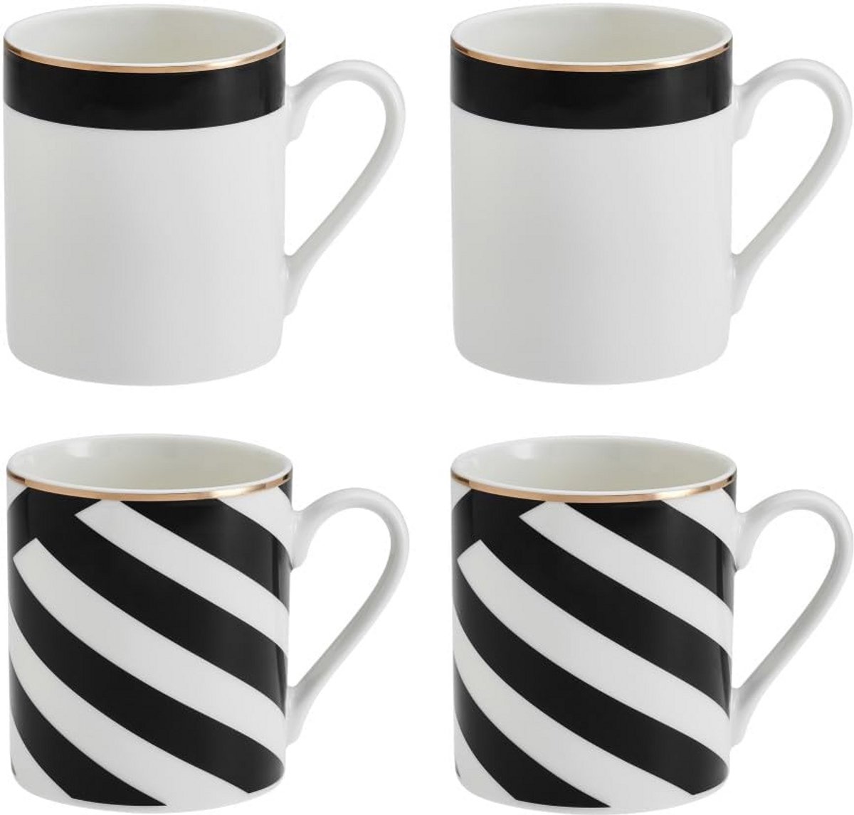 Luxe Deco Fine China Mok Set - 380ml, 4 Stuks, Geschenkverpakking