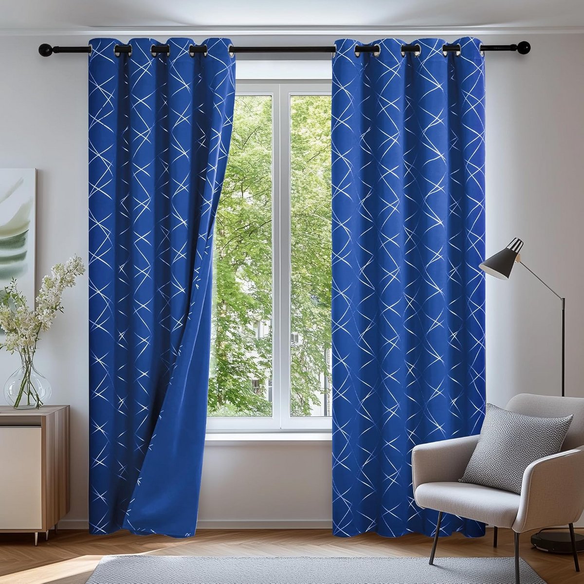 Set van 2 verduisterende gordijnen met oogjes in dieprood, 140x175 CM, thermisch geïsoleer