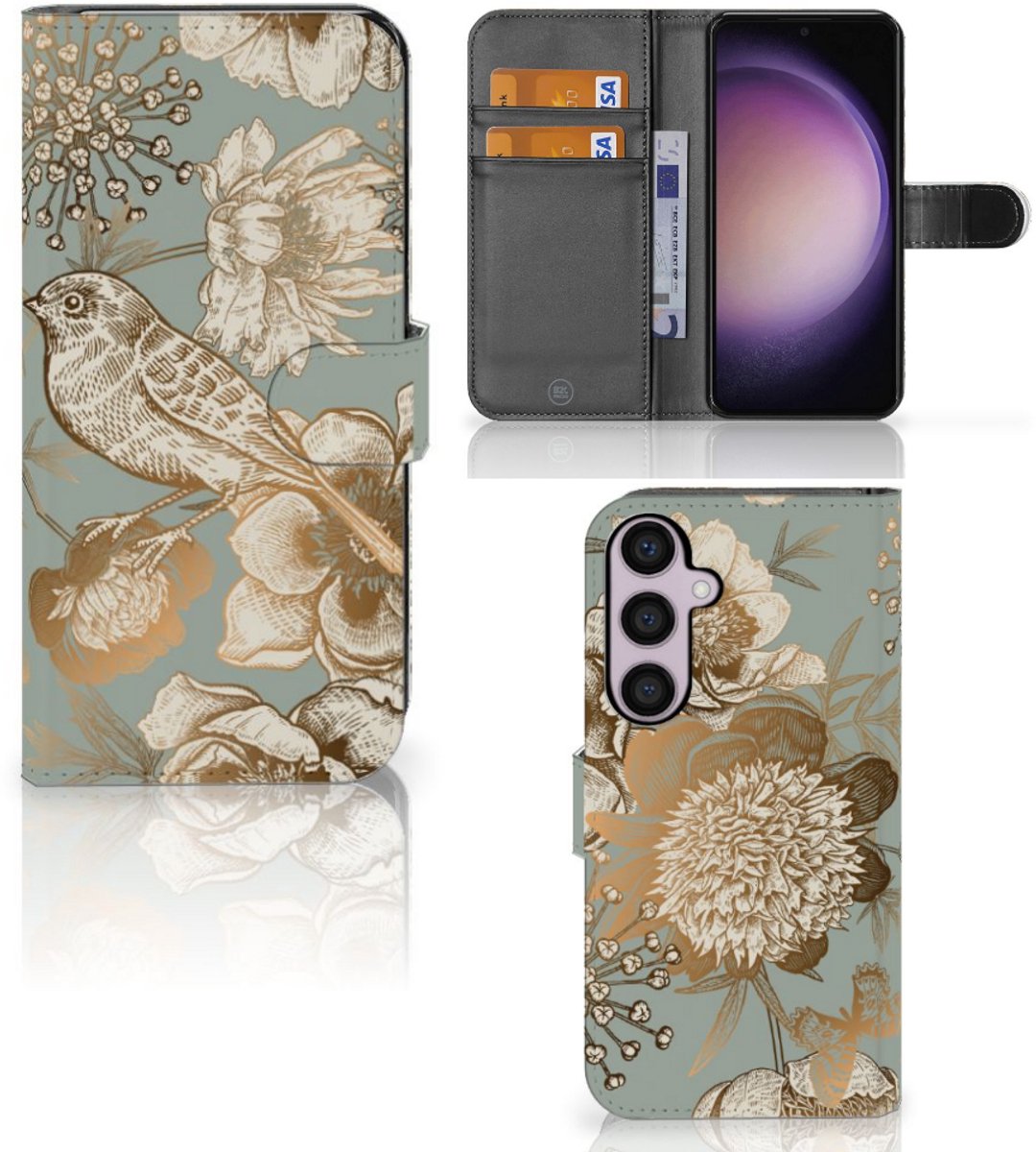 Hoesje voor Samsung Galaxy S24 Plus Vintage Bird Flowers