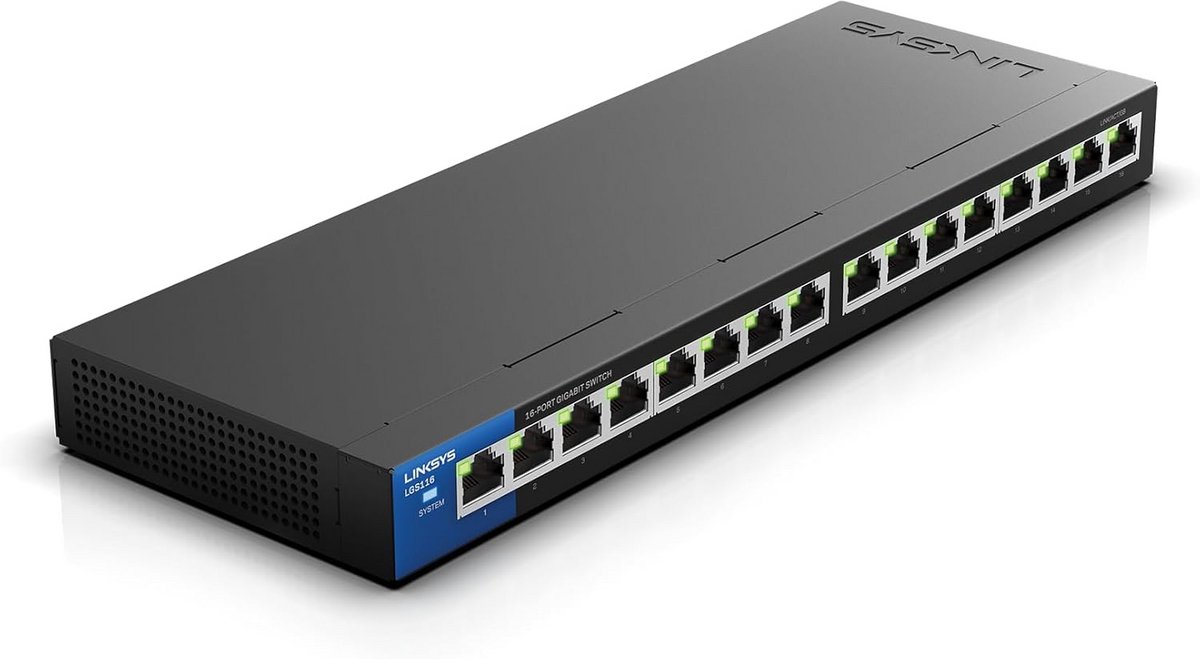 16-Port Gigabit Switch met PoE+ voor Bedrijven en Huizen - Tot 1000Mbps Ethernet Switch