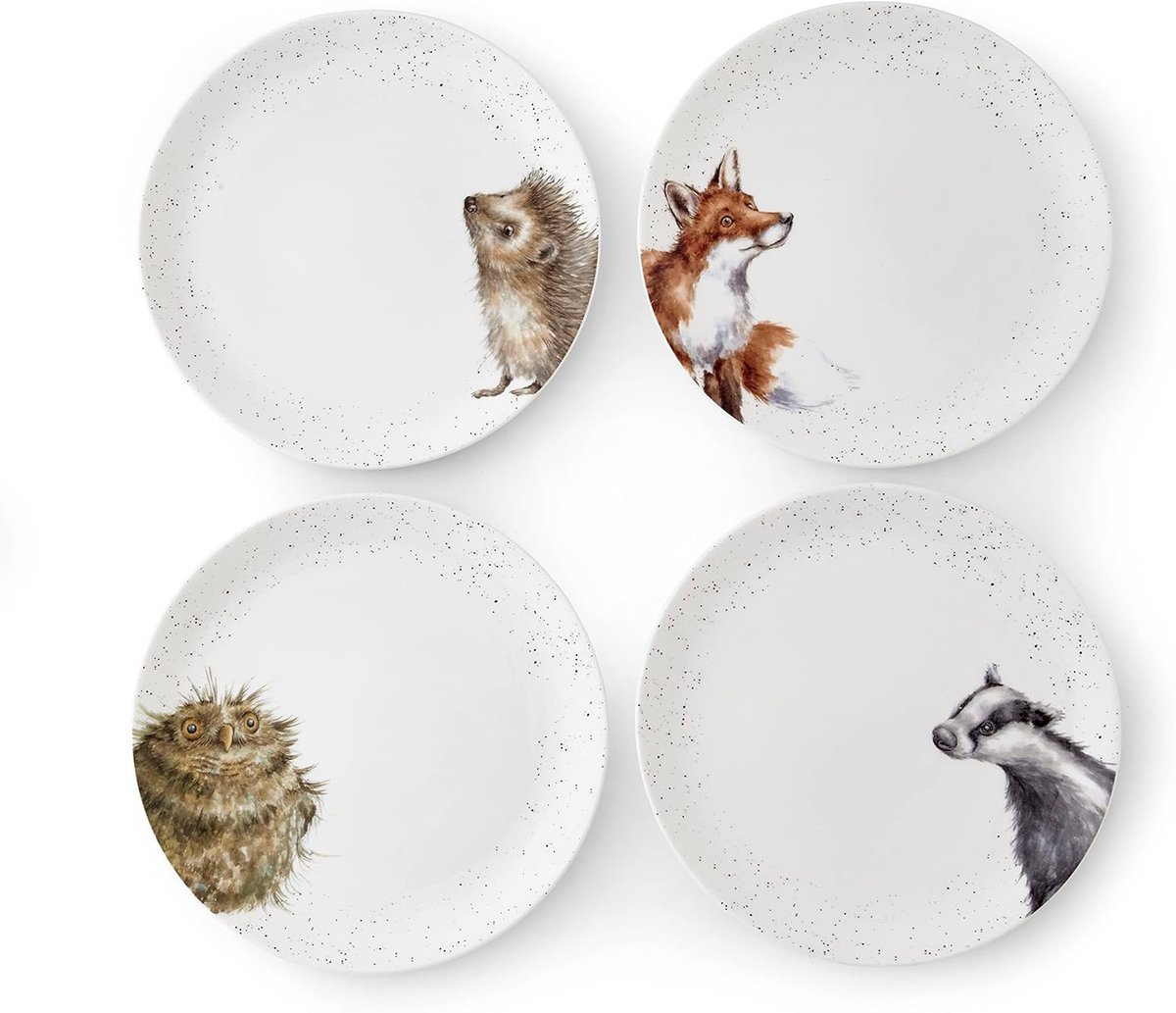 Keramische platen set van 4 in 2 maten - Egel, Dassenvos en Uil