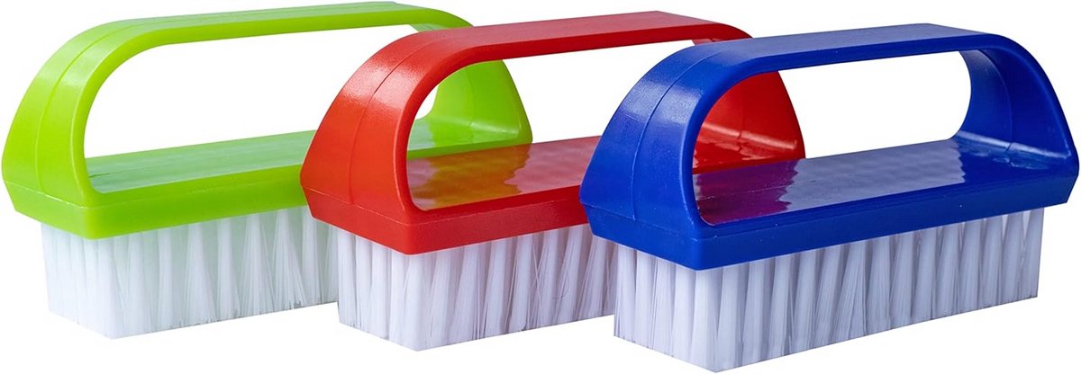 Set van 3 nagelborstels en handwasborstels met kunststof handvat