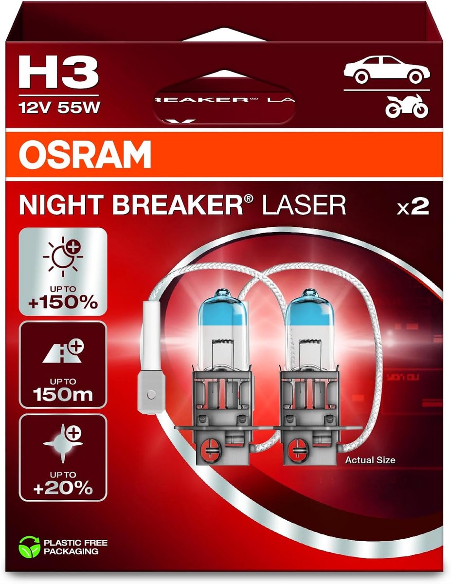 Halogeen Koplamplampen H3 met 150% Meer Helderheid - 2 Stuks