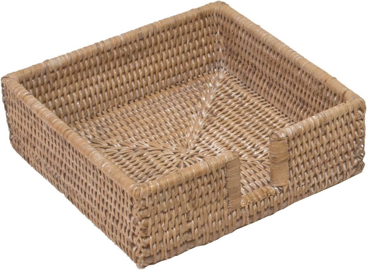 Rattan Papier Lunch Servet Houder Wit 17,8 x 17,8 x 5,1 cm