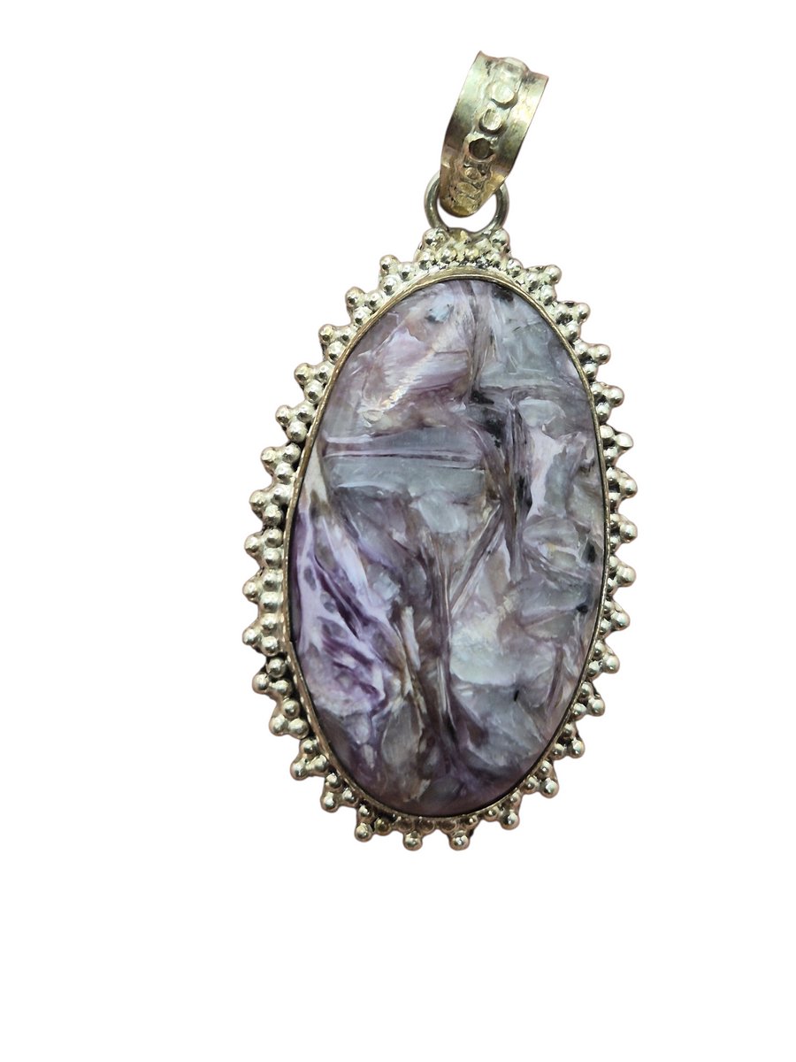 Charoïet edelsteen hanger ingezet in 925 Sterling zilver