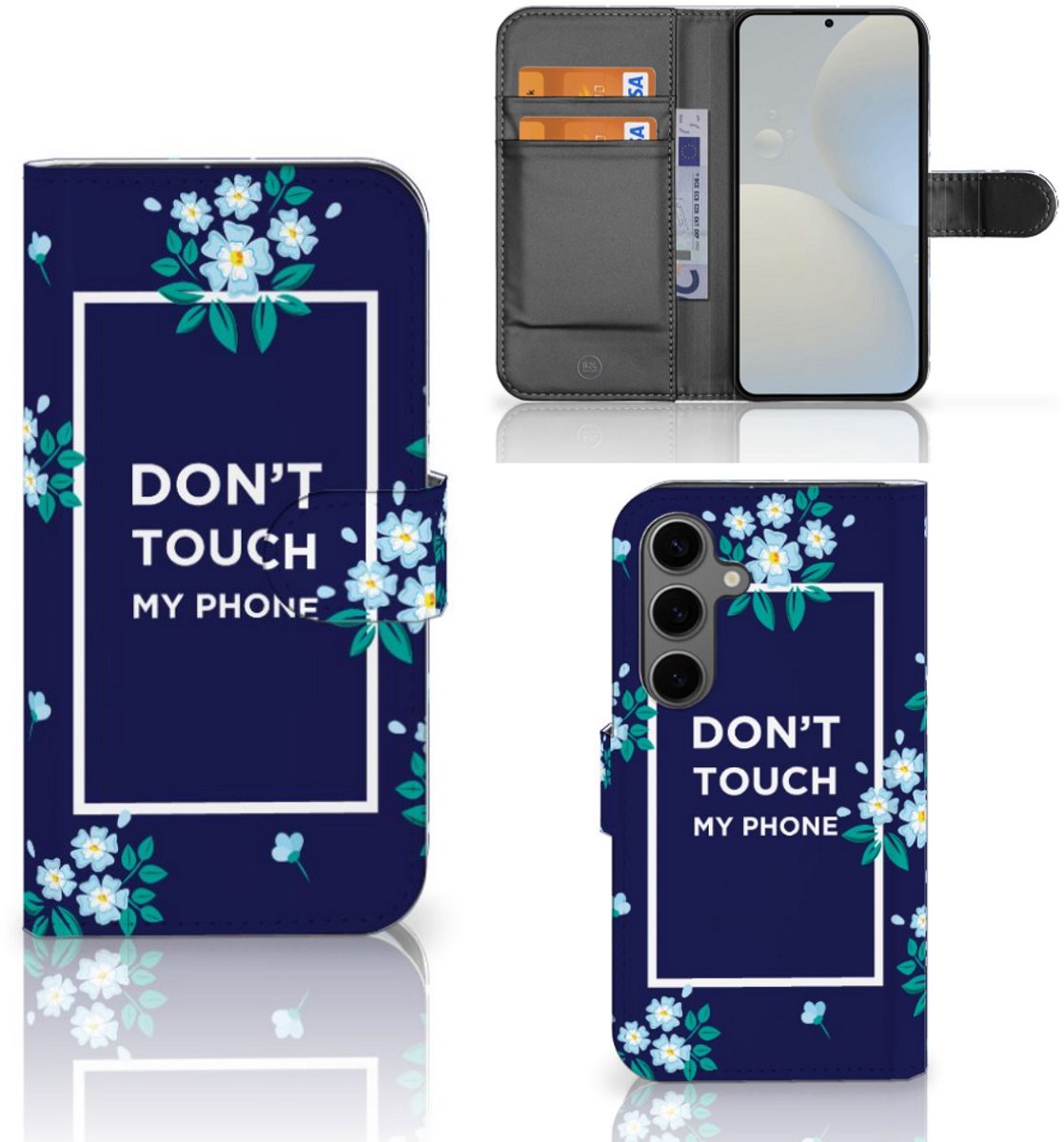 Samsung Galaxy S25 Portemonnee Hoesje Flowers Blue DTMP