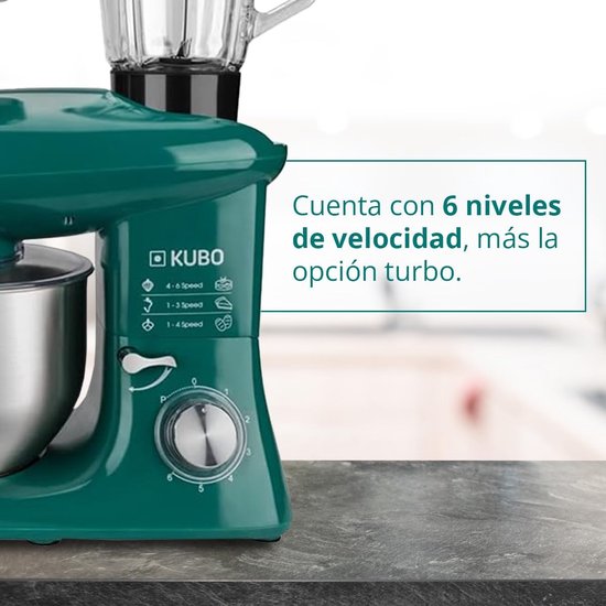 Keukenmachine met 7 accessoires voor veelzijdig koken - Groen - 6 Liter van Merkloos — afbeelding 5