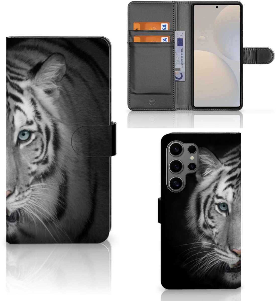 Samsung Galaxy S25 Ultra Telefoonhoesje met Pasjes Tijger