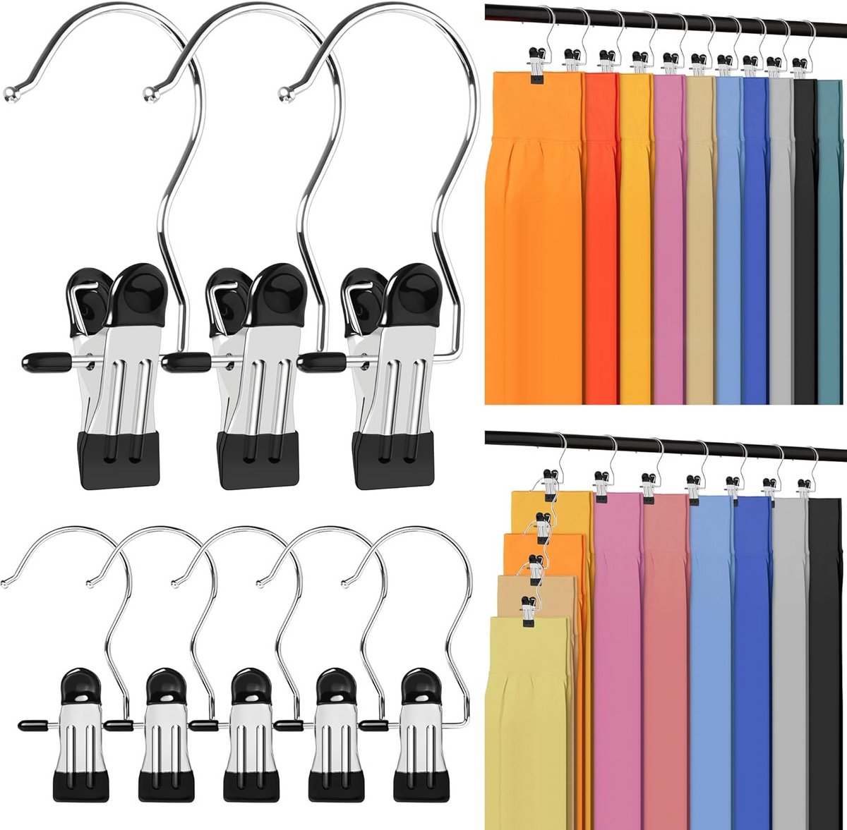 Set van 20 ruimtebesparende broekhangers met rubberen coating voor kledingorganisatie