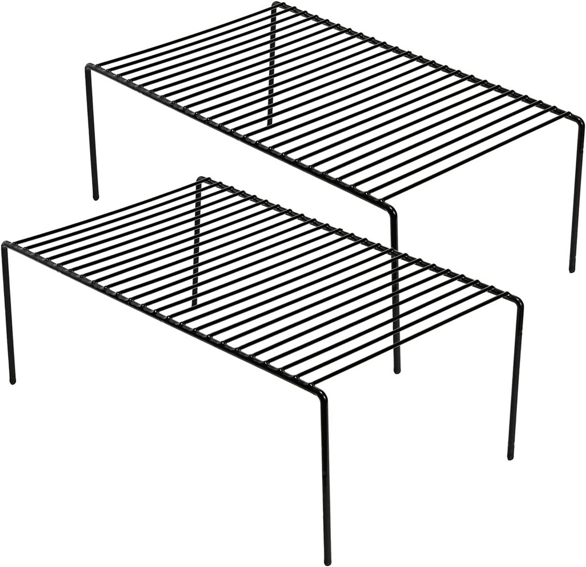 Keukenkast Organizer Set van 2 - Medium Metalen Vriezer Plank Rack voor Perfecte Ruimteorganisatie - Zwart