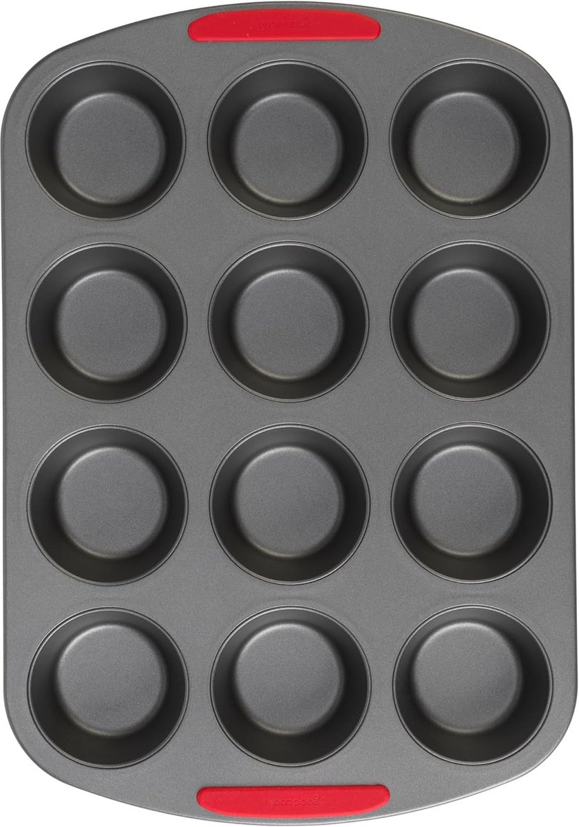 12-Cup Antiaanbak Muffinvorm met Siliconen Handgrepen voor Cupcakes