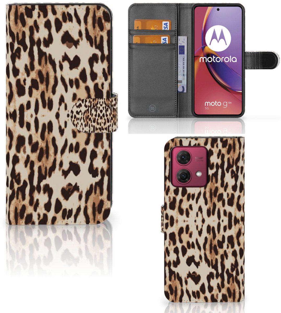 Motorola Moto G84 Telefoonhoesje met Pasjes Leopard
