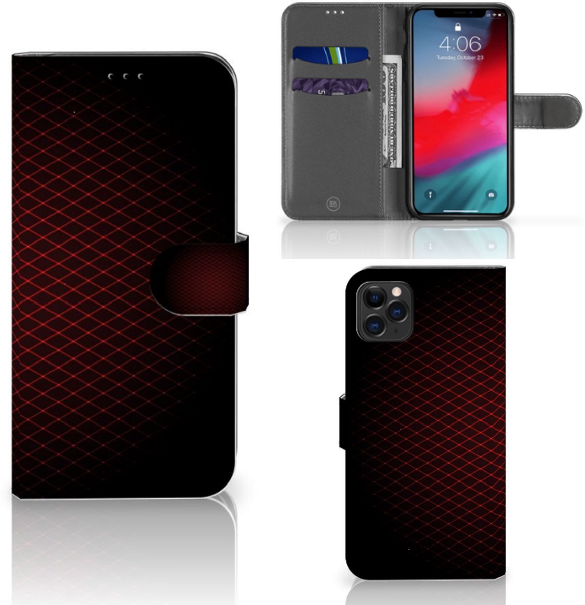 Apple iPhone 11 Pro Max Telefoon Hoesje Geruit Rood