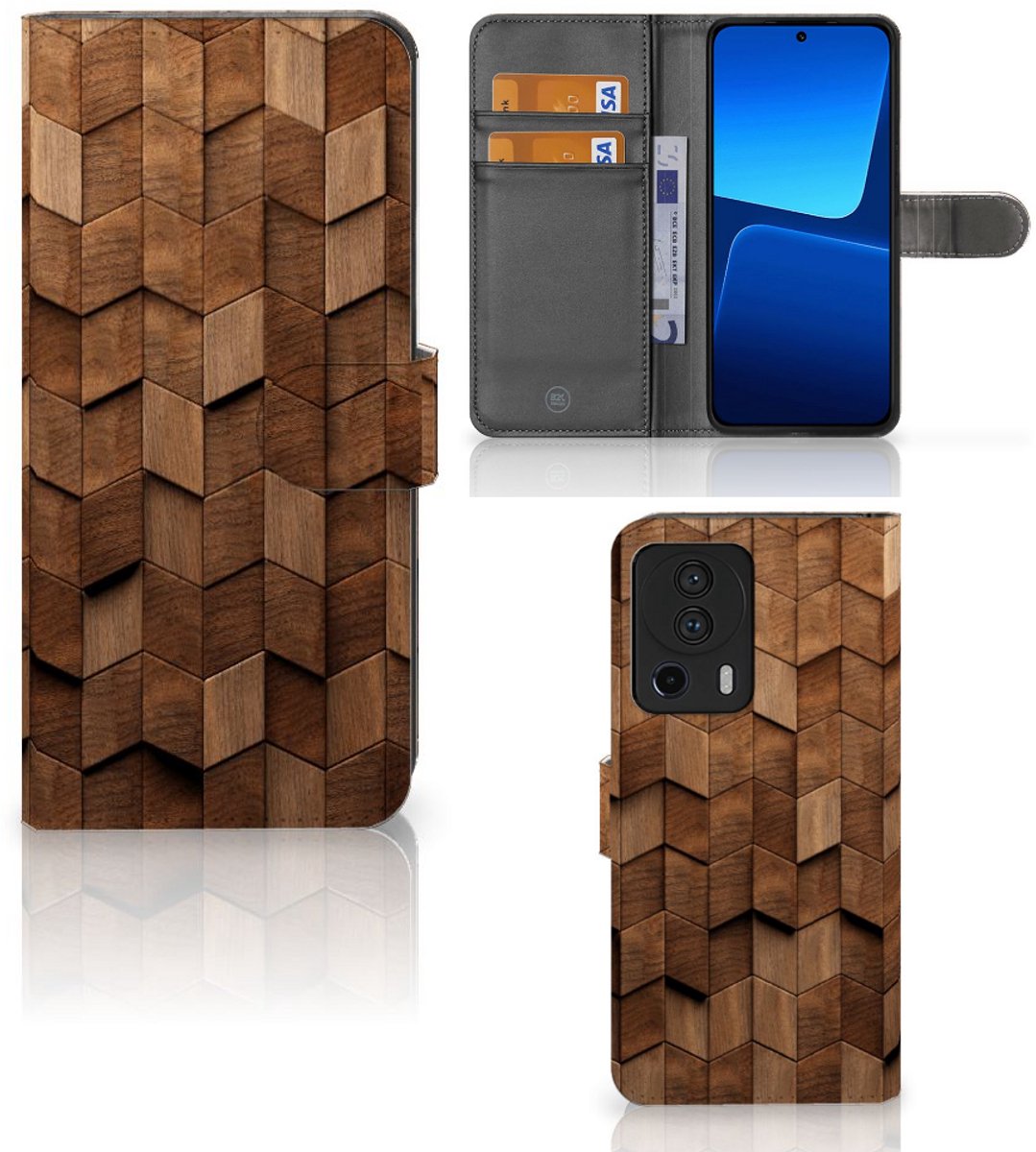 Book Style Case voor Xiaomi 13 Lite Wooden Cubes