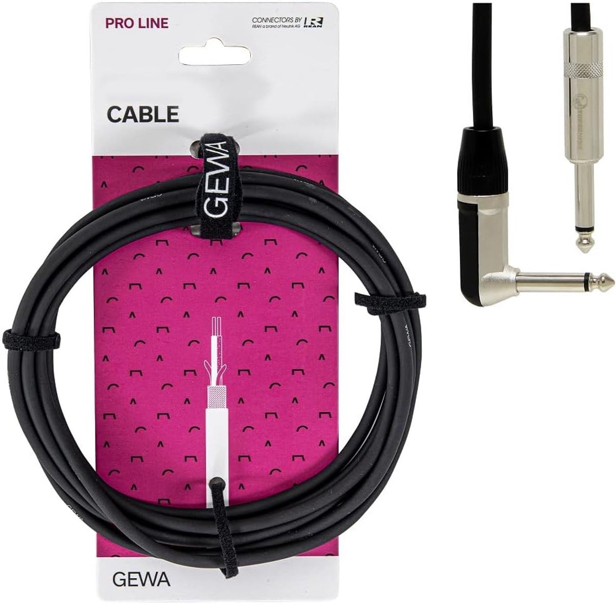 Mono Instrumentkabel 3m - 6,3 mm jack en haakse stekker