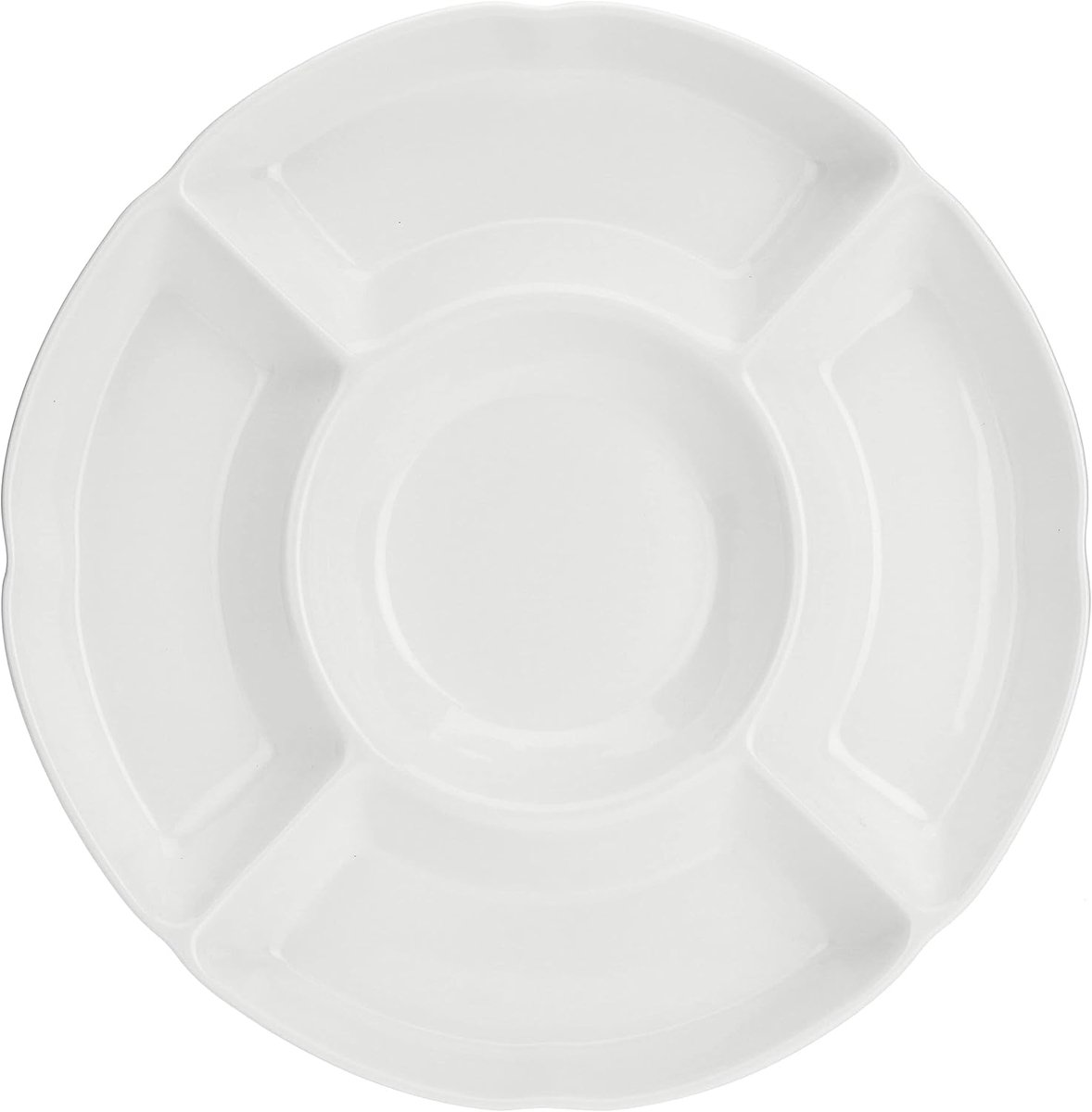 Ronde Serveerplaat met 5 Onderdelen in Geschenkdoos - Porselein Wit 31,5 cm
