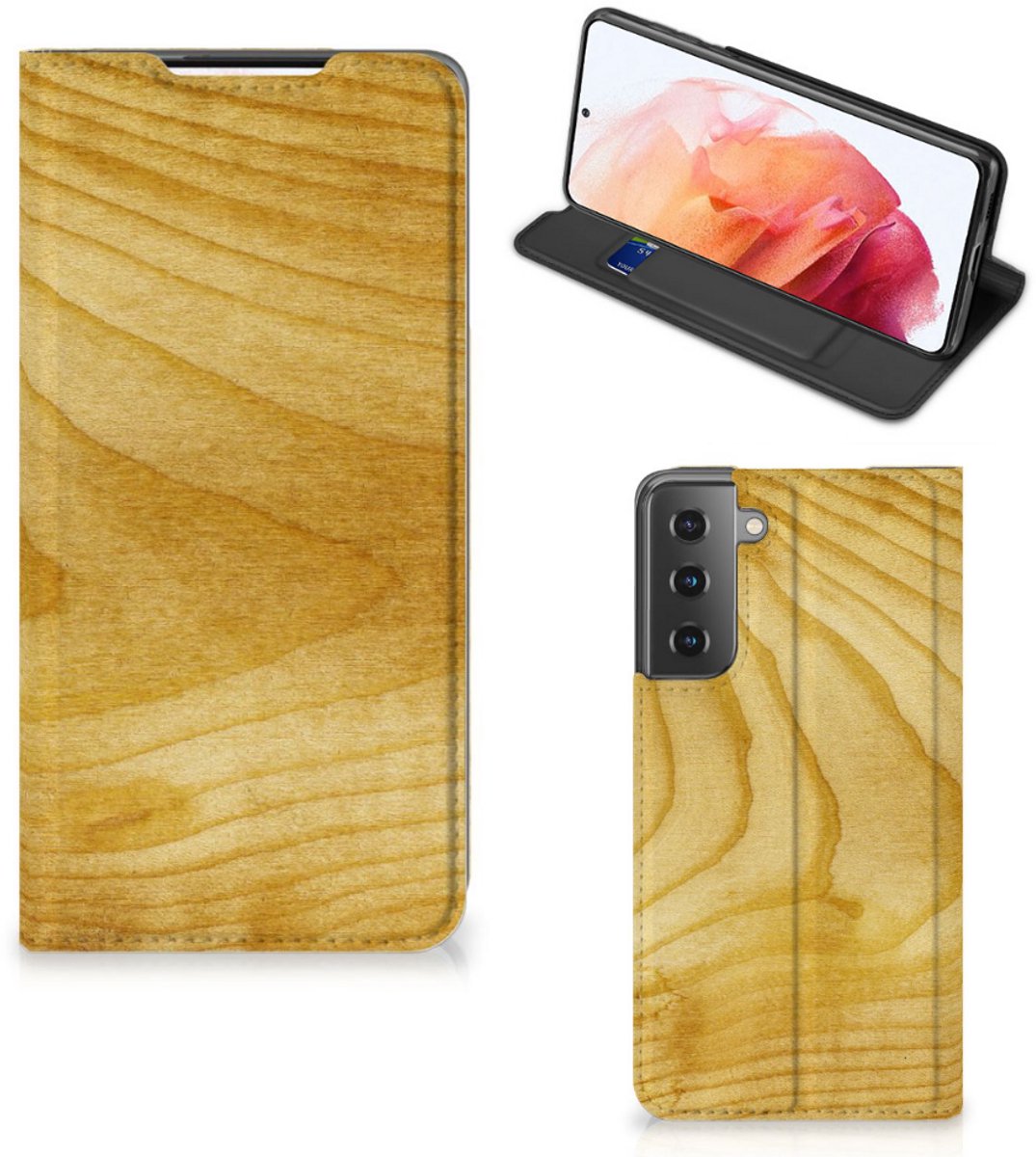 Samsung Galaxy S21 Book Wallet Case Licht Hout