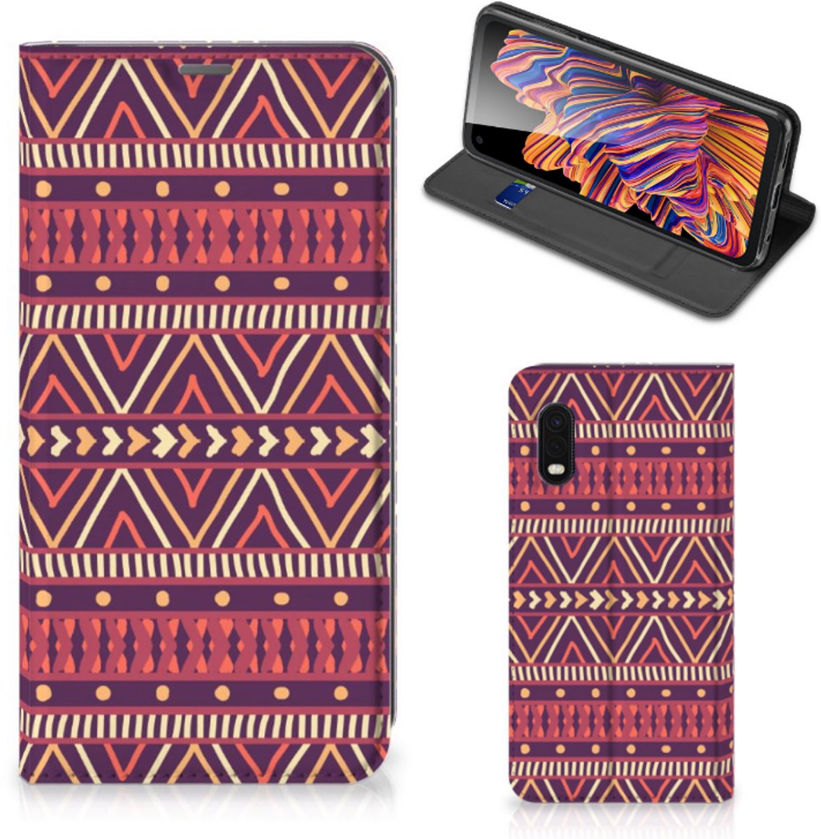 Samsung Xcover Pro Hoesje met Magneet Aztec Paars