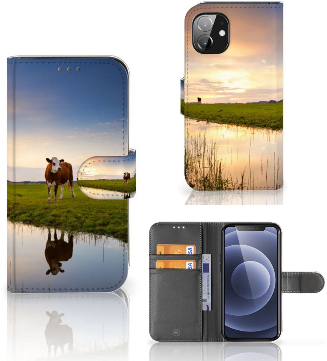 Apple iPhone 12 Mini Telefoonhoesje met Pasjes Koe