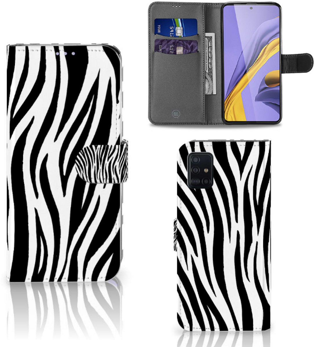 Samsung Galaxy A51 Telefoonhoesje met Pasjes Zebra