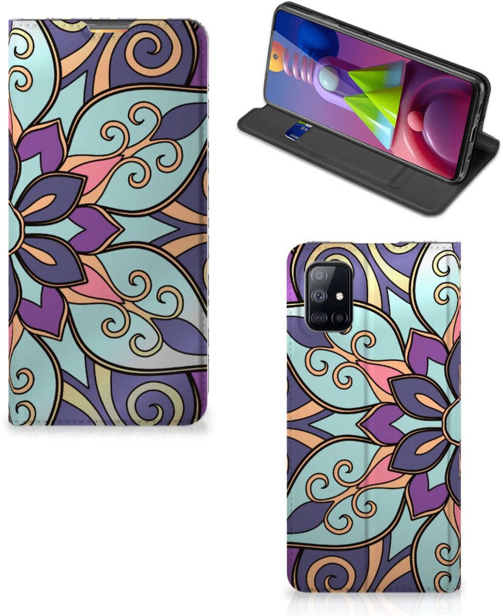 Book Case voor Samsung Galaxy M51 Smart Cover Purple Flower