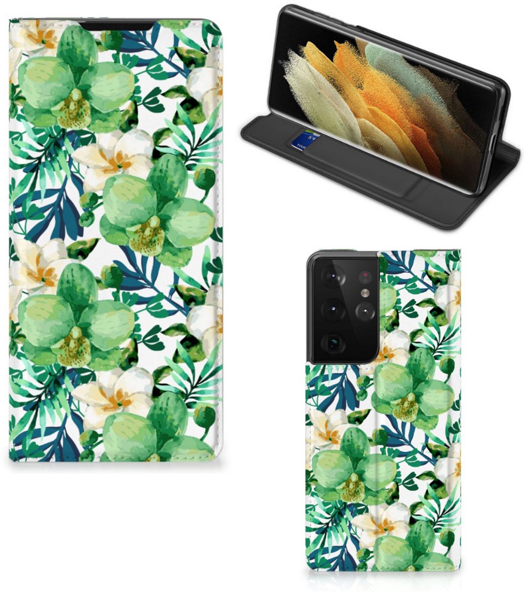 Samsung Galaxy S21 Ultra Smart Cover Orchidee Groen