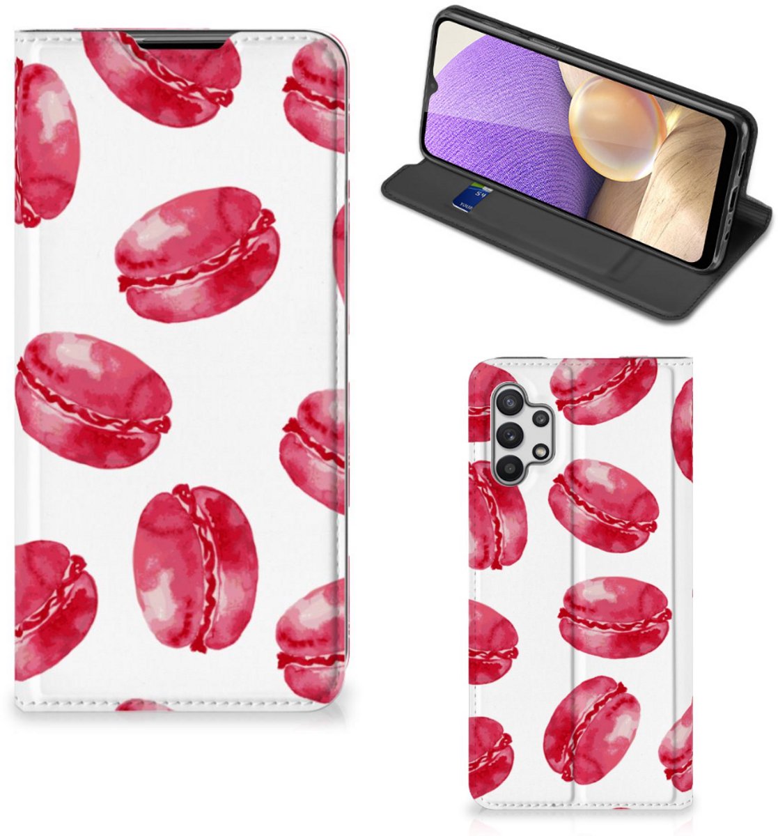 Samsung Galaxy A32 5G Flip Style Cover Pink Macarons