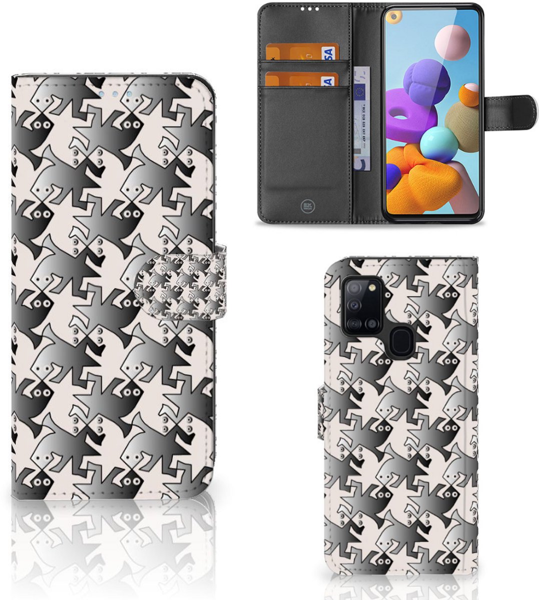 Samsung Galaxy A21s Telefoonhoesje met Pasjes Salamander Grey