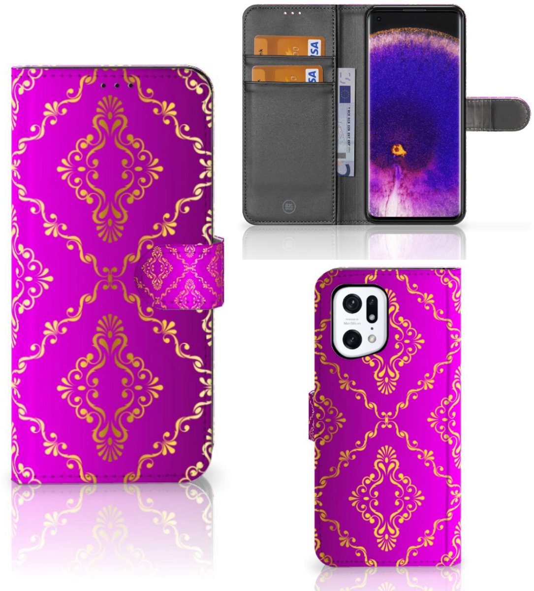 Wallet Case OPPO Find X5 Pro Barok Roze