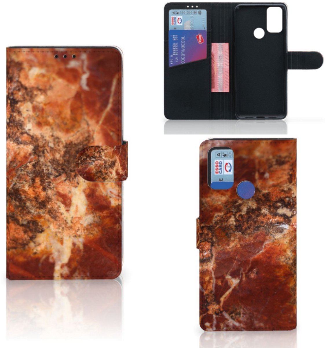 Boekhoesje voor Alcatel 1S (2021) Bookcase Marmer Bruin