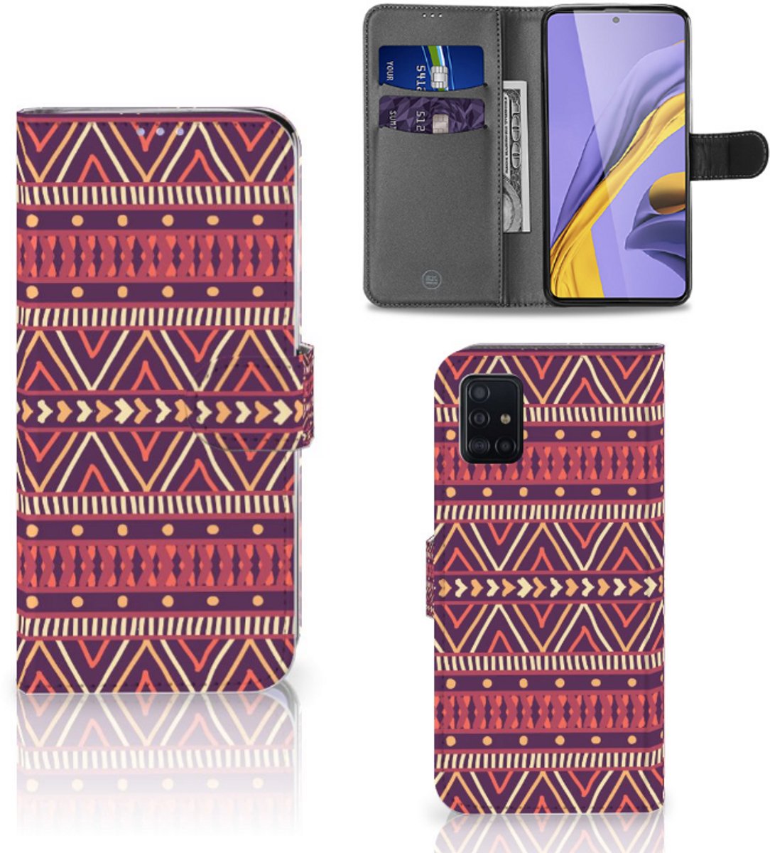 Samsung Galaxy A51 Telefoon Hoesje Aztec Paars