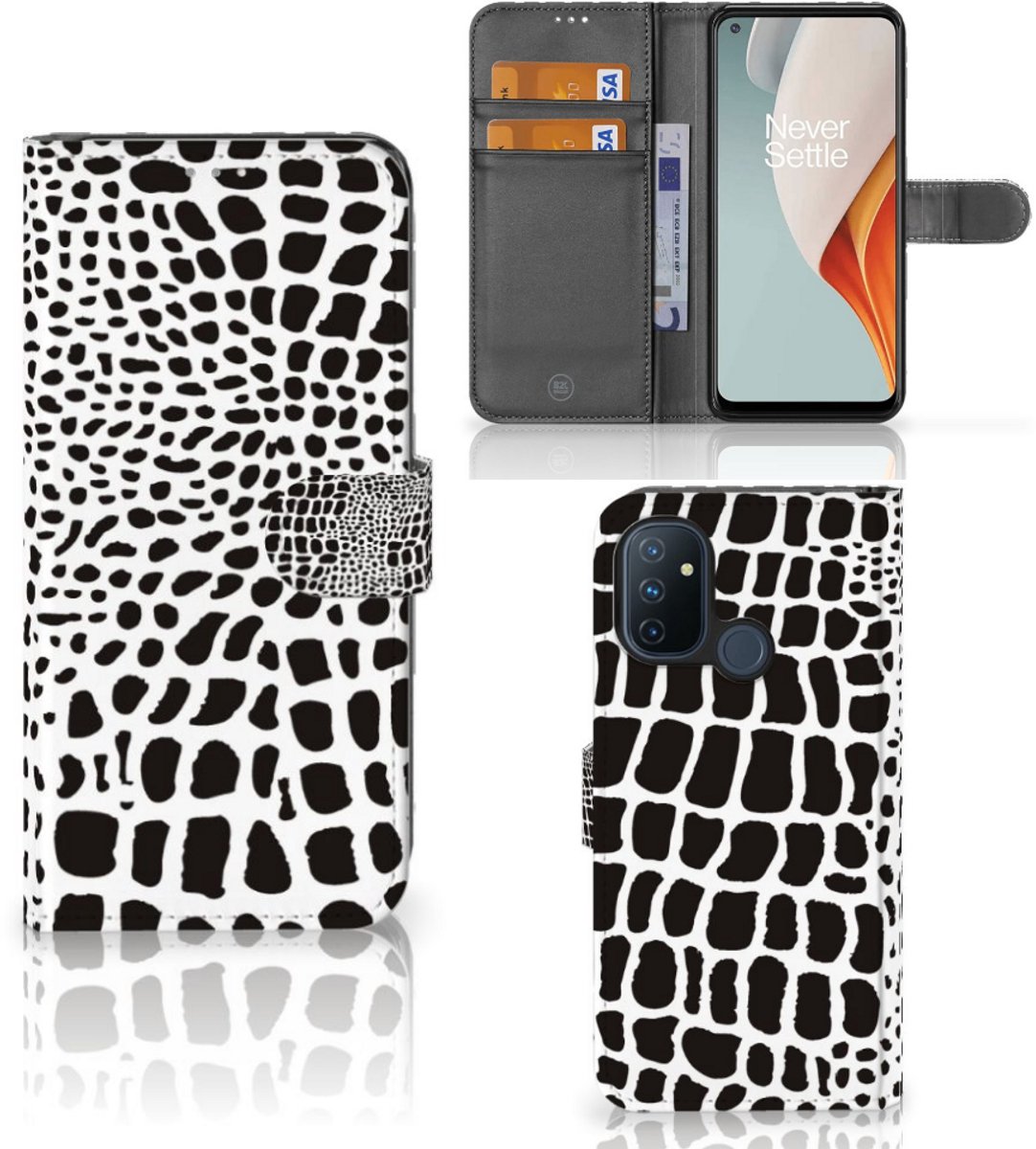 OnePlus Nord N100 Telefoonhoesje met Pasjes Slangenprint