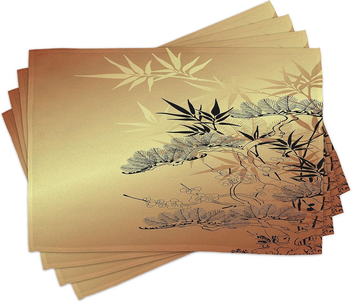 Bamboo Motief Placemat Set van 4 - Wasbare Eettafel Bescherming