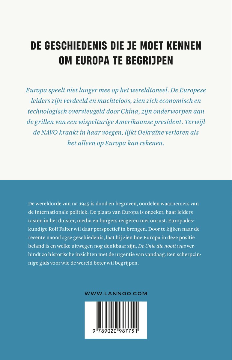 De Unie die nooit was - back cover