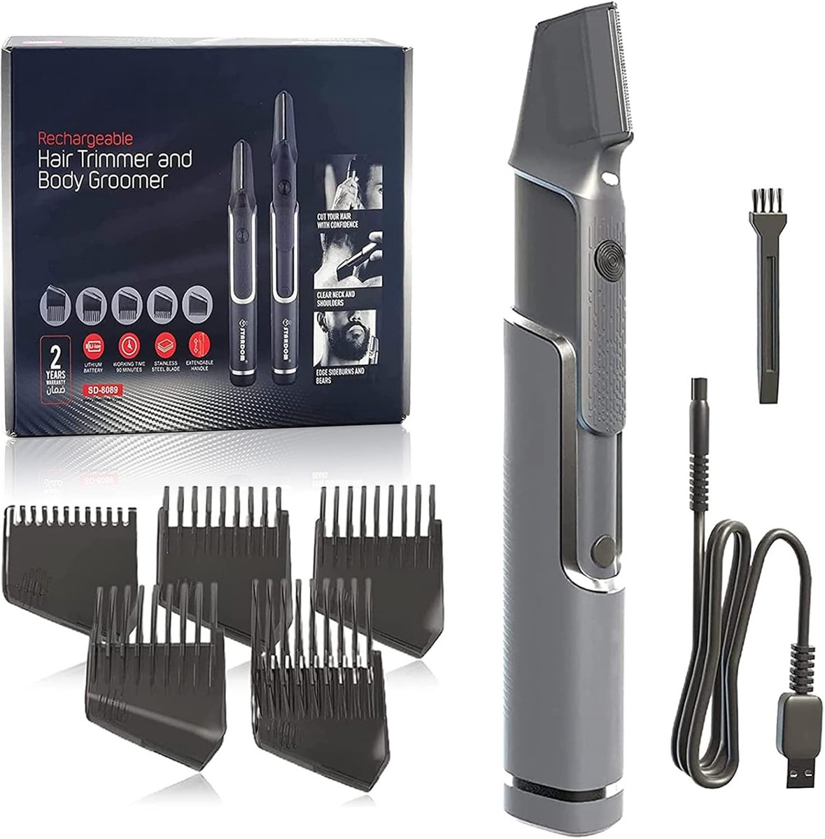Professionele 5-in-1 Baardtrimmer en Haarstyler voor Heren met USB Oplaadfunctie