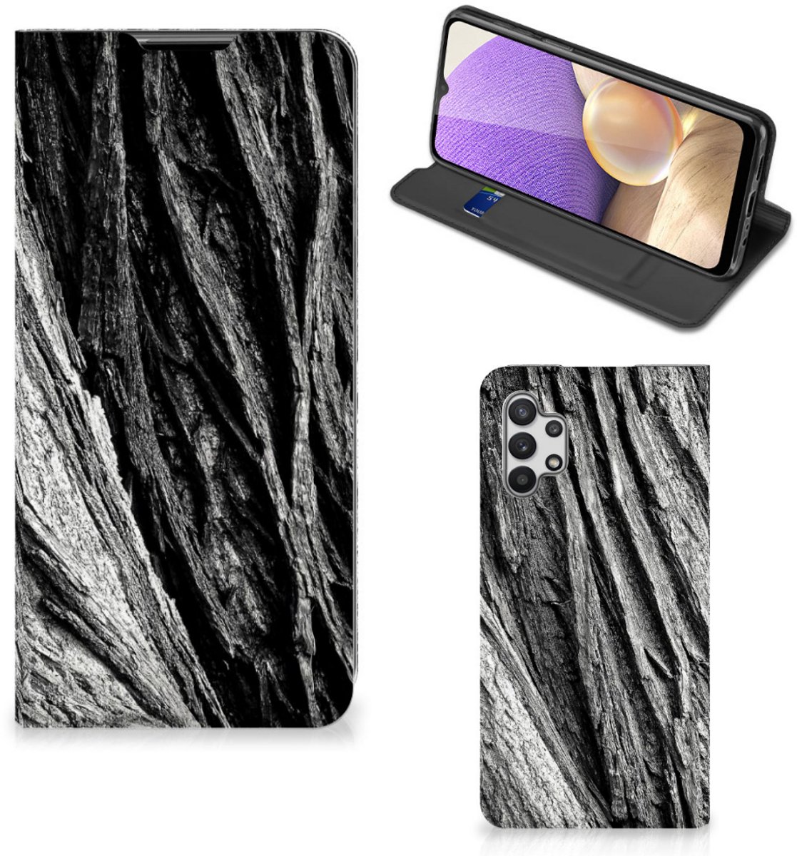 Book Wallet Case Samsung Galaxy A32 5G Boomschors Grijs