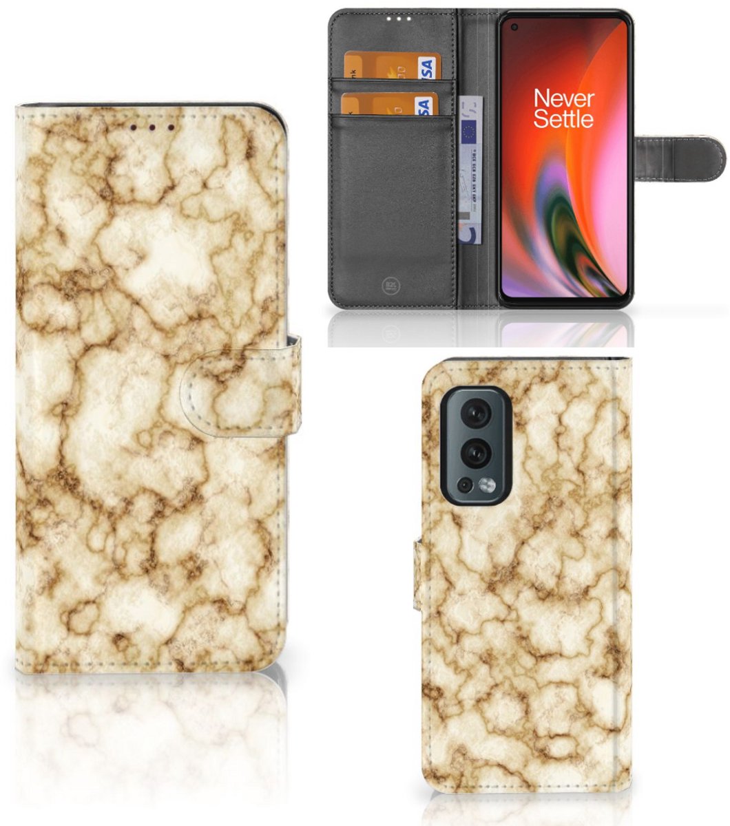 OnePlus Nord 2 5G Bookcase Marmer Goud