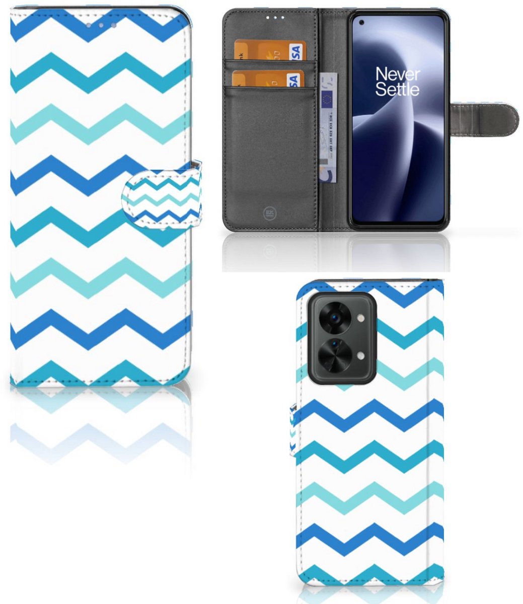 OnePlus Nord 2T Telefoon Hoesje Zigzag Blauw