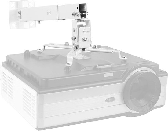 Universele verstelbare wand- en plafondprojector beugel wit met uitschuifbare lengte, makkelijk te monteren