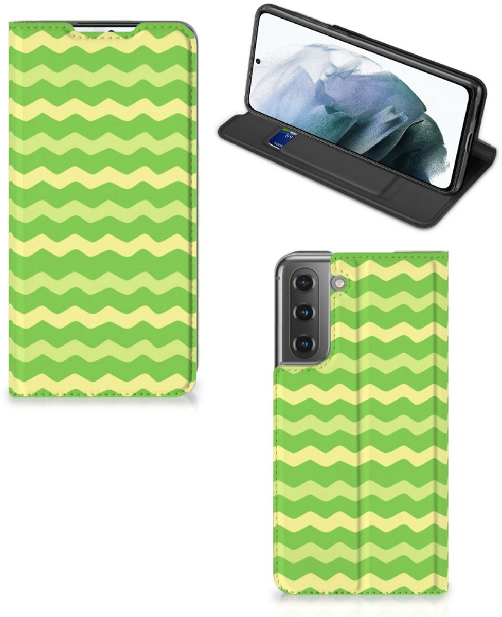 Samsung Galaxy S21 FE Hoesje met Magneet Waves Green