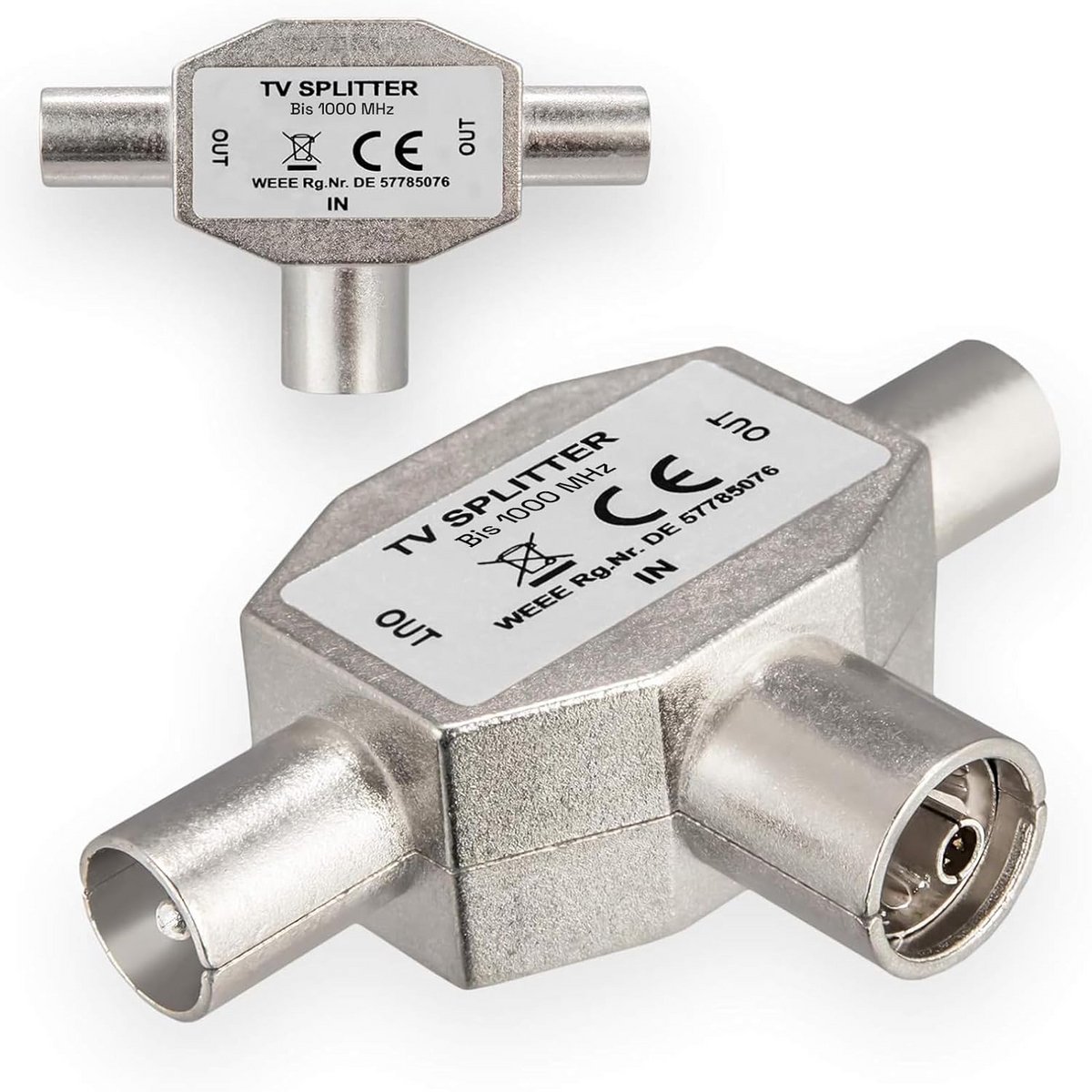 Tv-splitter 2-wegs splitter voor DVB-C en DVB-T2 - TV-antenne 1x ingang en 2x uitgang