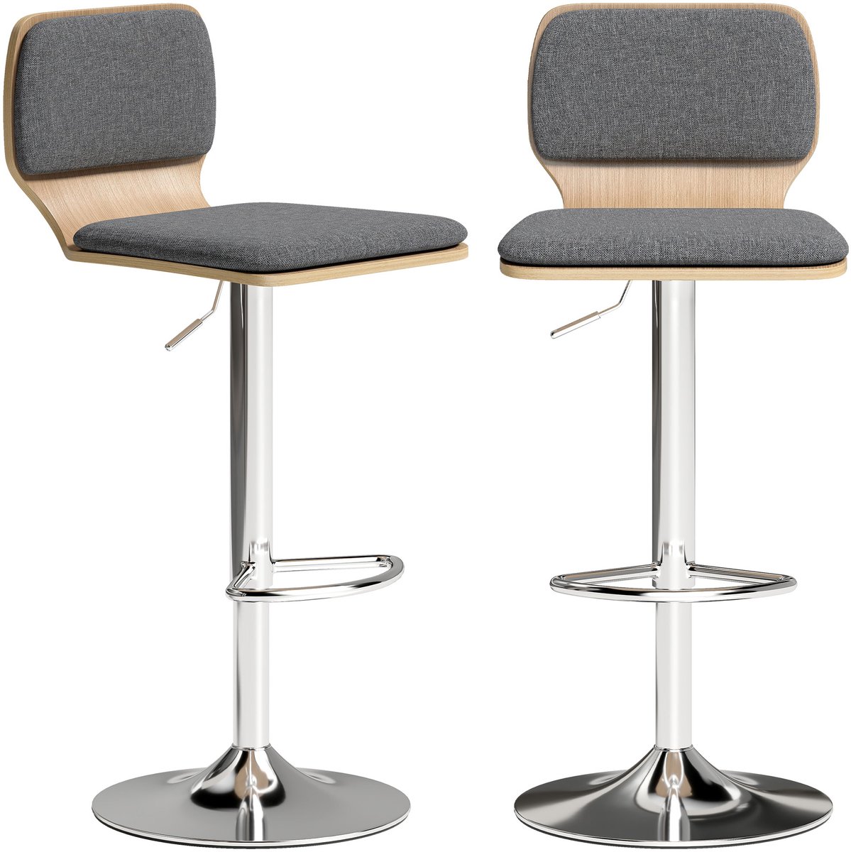 Homcom barkruk - stof met linnenlook (100% polyester) - 41x47,5x102cm - Grijs