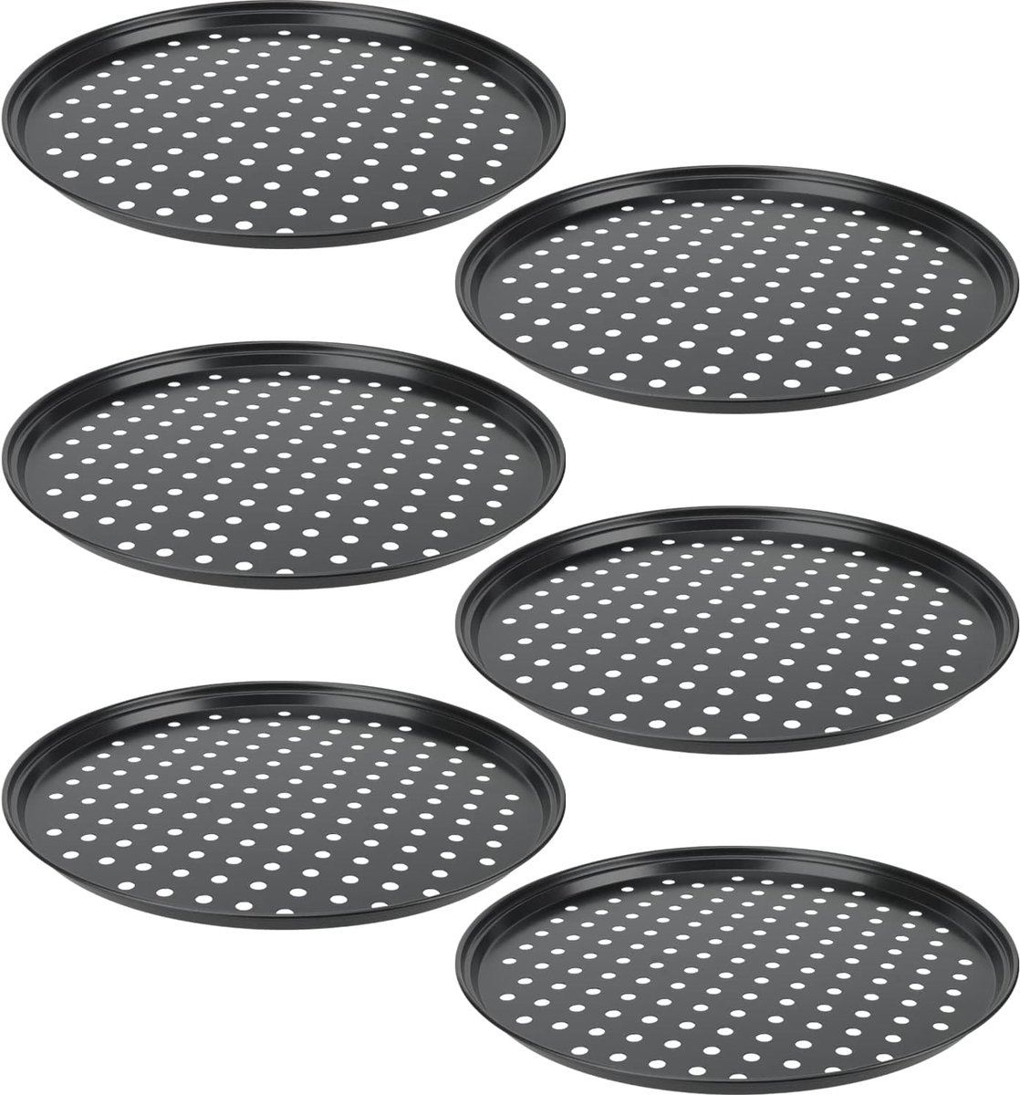 6 Stuks 12 Inch Pizza Tray Set - Geperforeerde Non-Stick Pannen voor Perfecte Pizza's