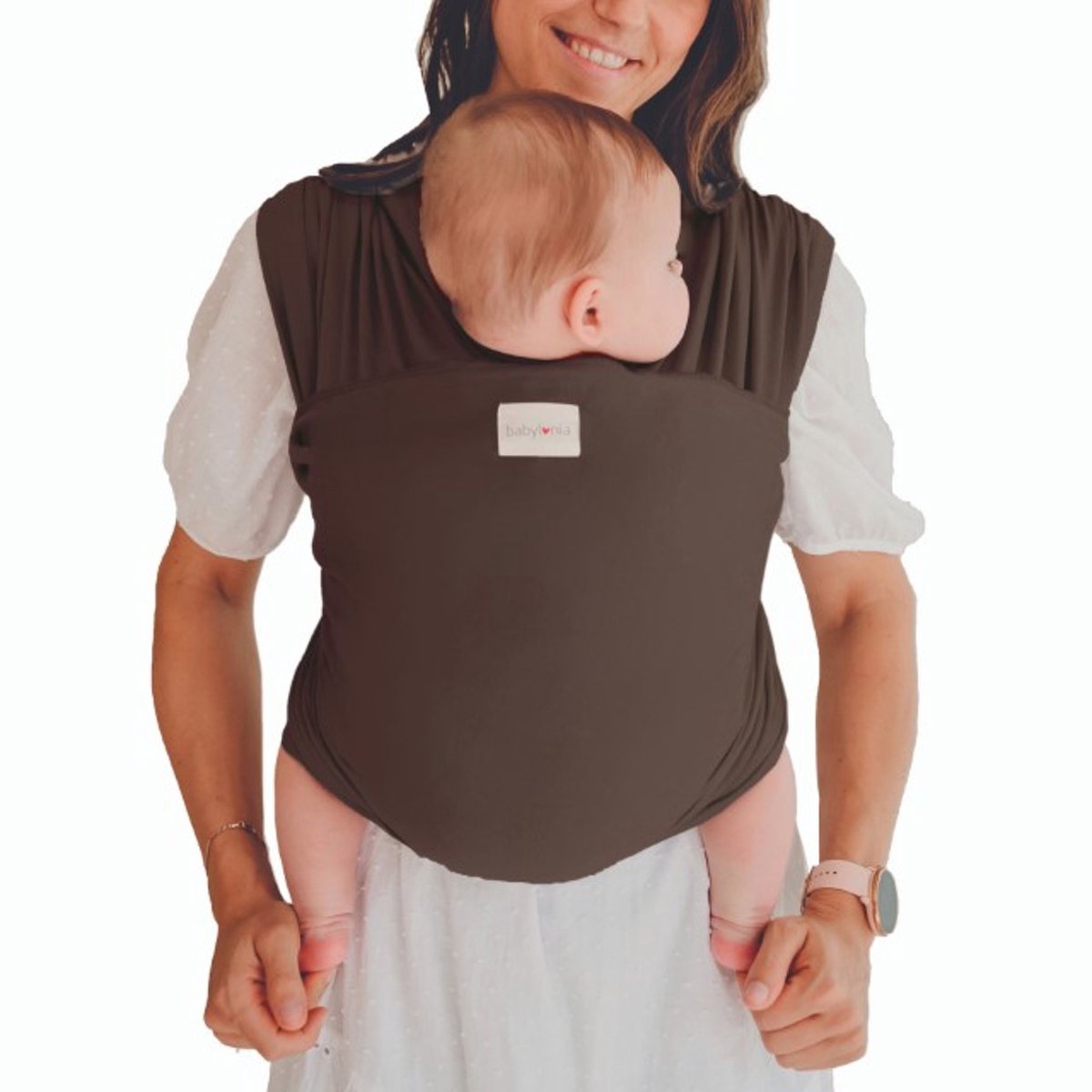 Babylonia Tricot-Slen Organic Ergonomische Draagdoek - Rekbare Baby Draagdoek voor Newborn t/m 15 kg - 100% Biologisch Katoen - Buikdragen - Chocolat Fudge - Warm Bruin