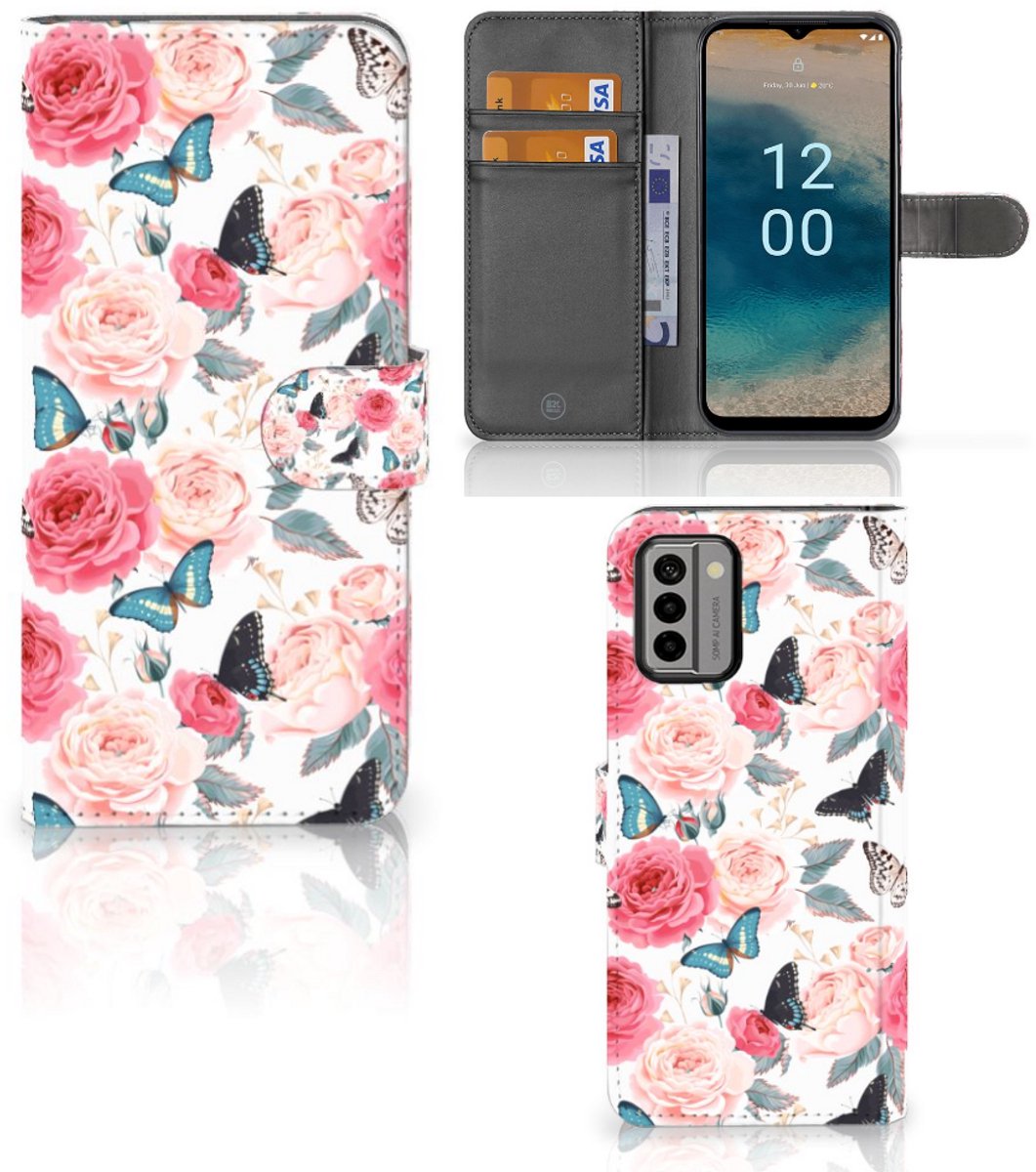 Nokia G22 Hoesje Butterfly Roses