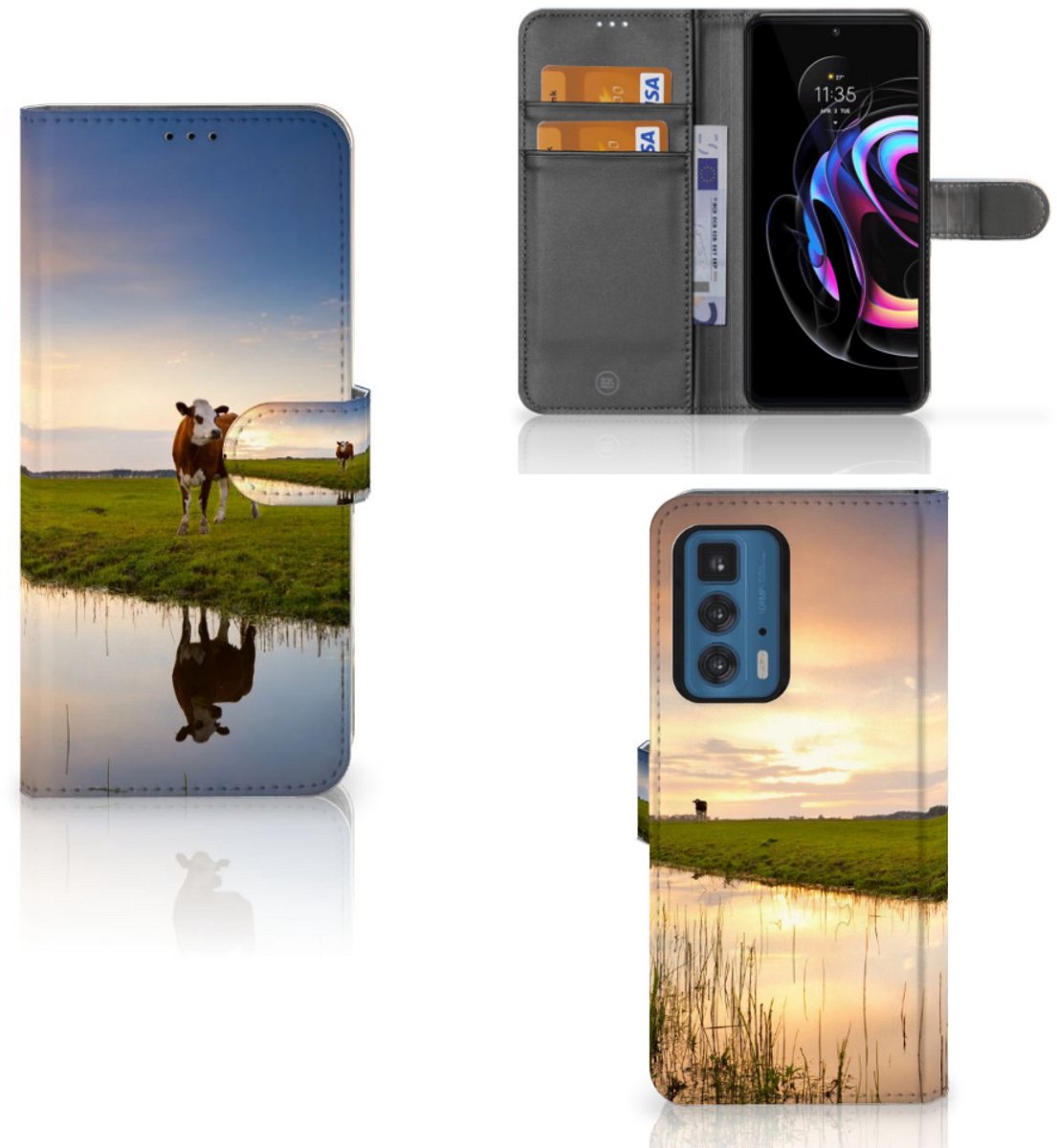 Motorola Edge 20 Pro Telefoonhoesje met Pasjes Koe
