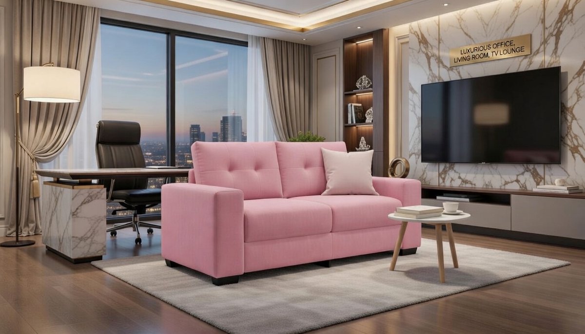 Luxe Fluwelen 2-Zits Bank – Roze Velvet Design Slaapkamer/Woonkamer Bank – Comfortabele Tweezits Sofa met Schuimvulling, Metalen & Multiplex Frame – Modern Elegant Meubel 160 cm - Casa Serena