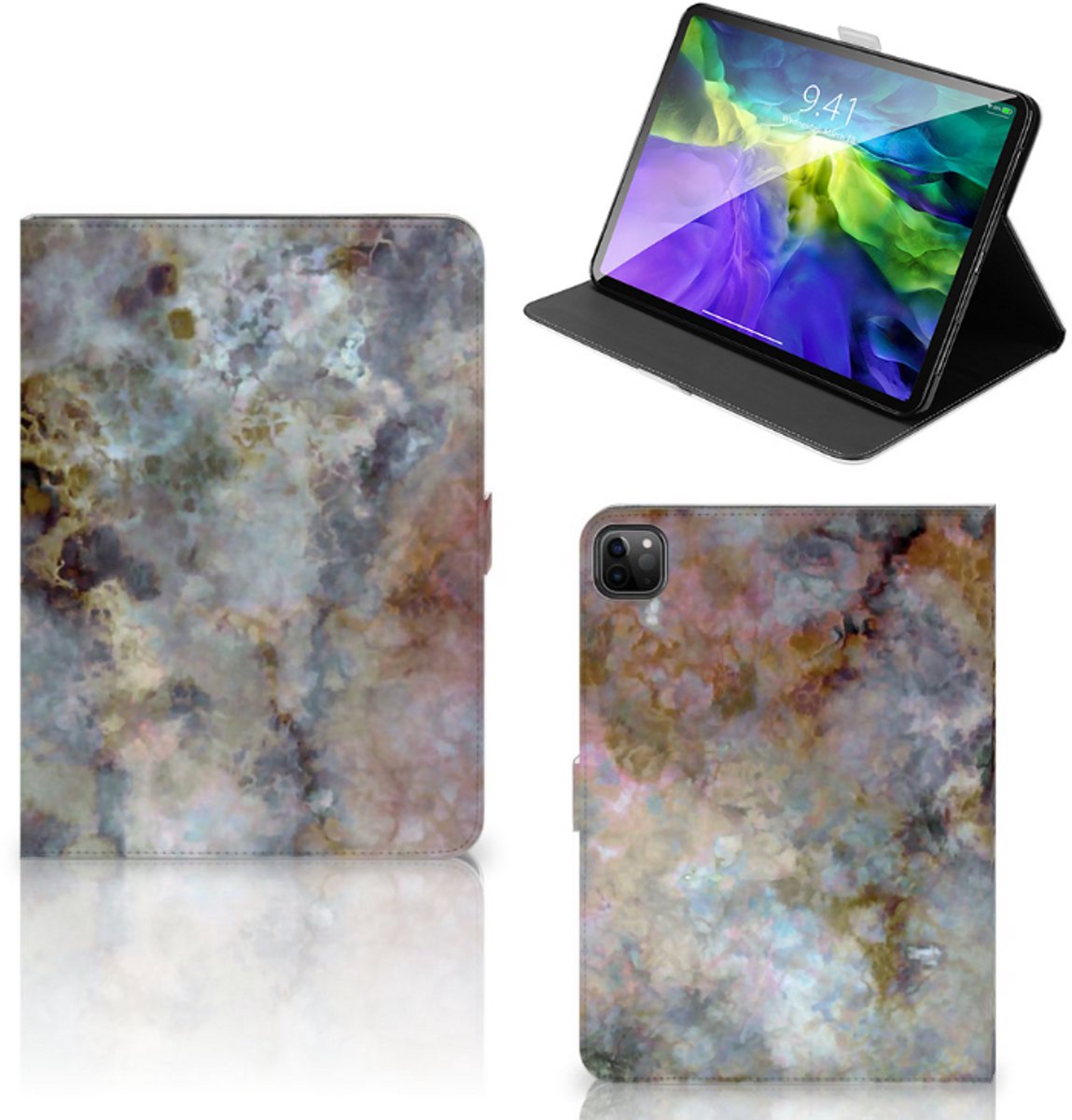 iPad Pro 11 2020/2021/2022 Leuk Tablet hoesje Marmer Grijs