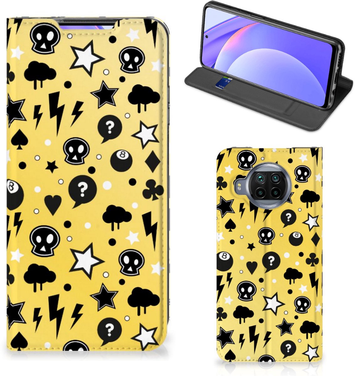 Mobiel BookCase Xiaomi Mi 10T Lite Punk Geel