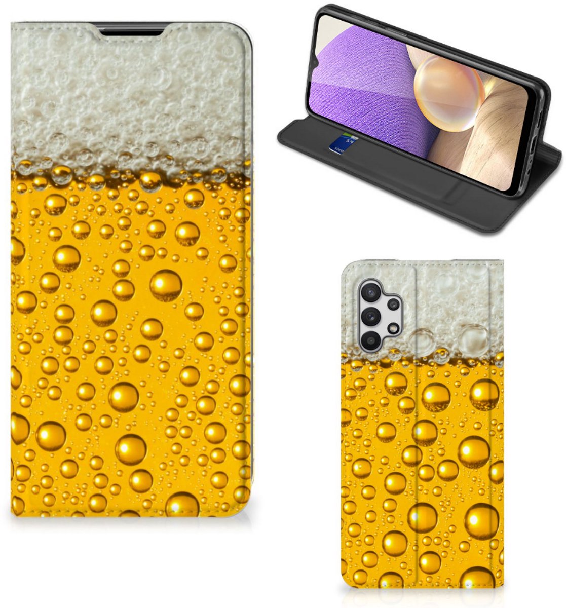 Standcase Hoesje voor Samsung Galaxy A32 5G Flip Style Cover Bier